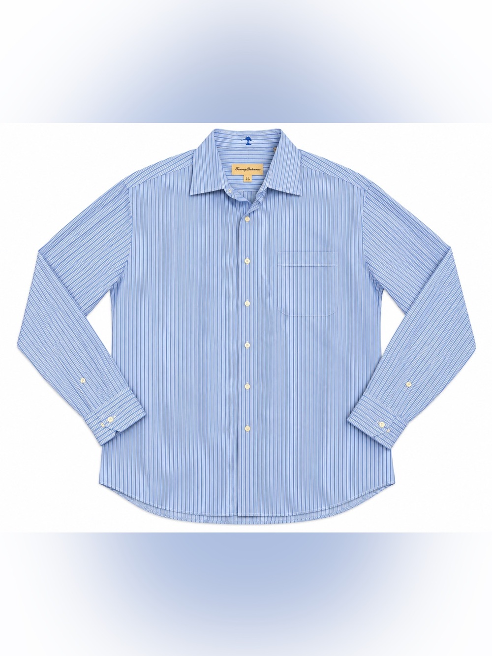 Tommy Bahama Blue White Striped Cotton Dress Shirt Men’s 16.5 34-35